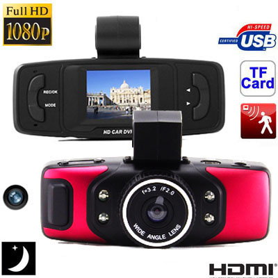 G5000 Red, 1.5 inch LCD Full HD 1080P Dual Camera Car DVR with Night Vision / Motion Detection / HDMI/ Micro SD/TF Card / AV Out - Click Image to Close